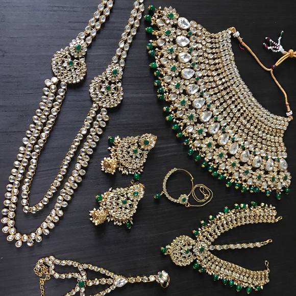 Green kundan bridal set